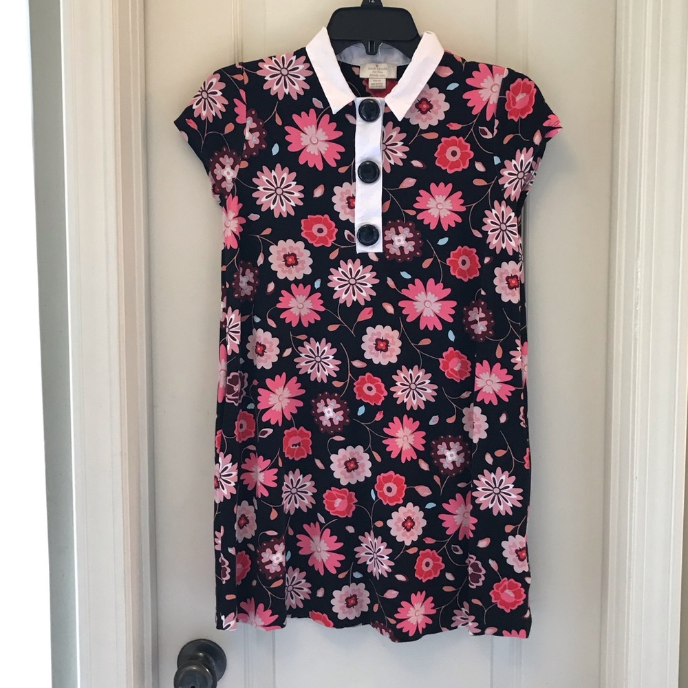 Kate Spade 14Y Black & Pink Floral Collared Dress